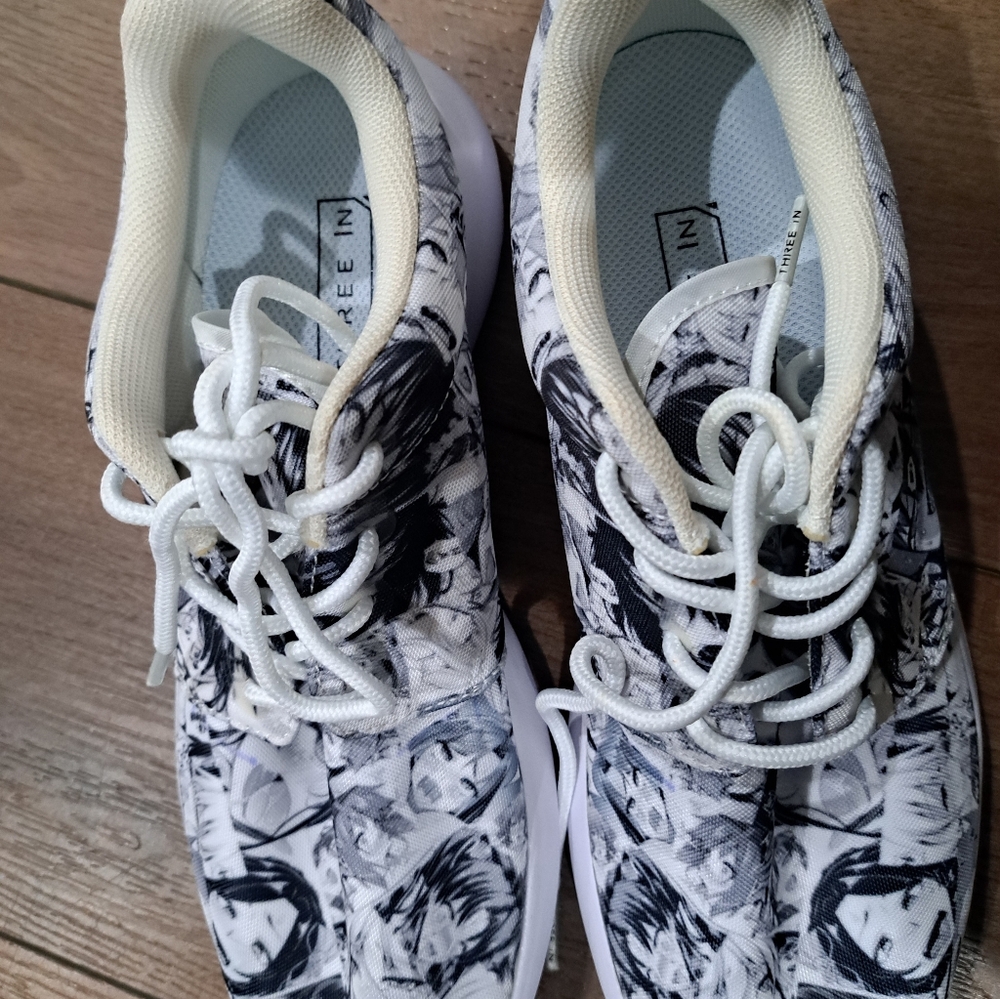 Three In Women Running Shoes Anime Graphic Sneakers Size 8